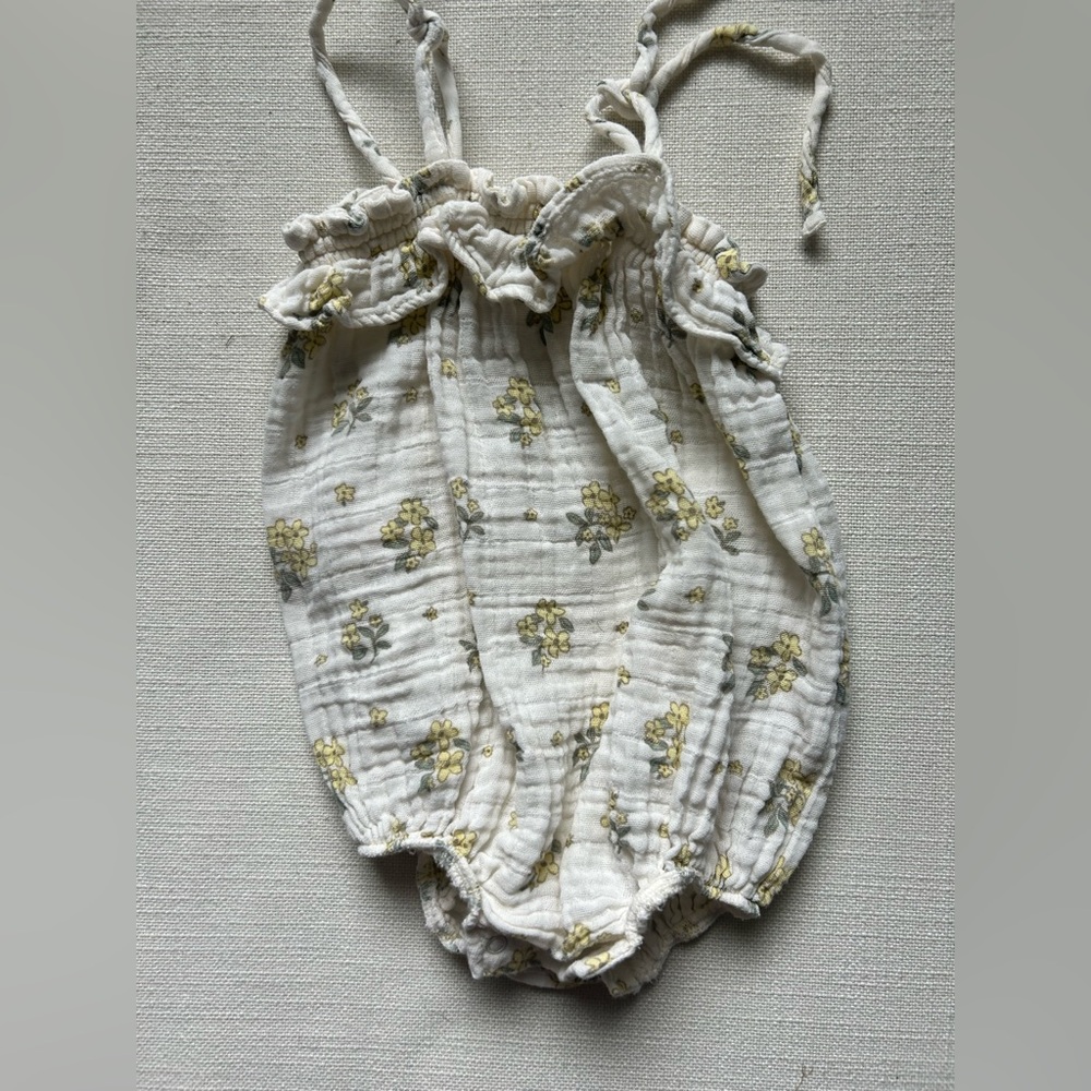 Angel Dear Floral Baby Bubble Romper with Ties